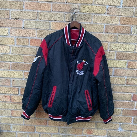 Vintage Reversible Miami Heat Bomber Jacket Large Giii By Carl Banks NBA - Picture 8 of 9